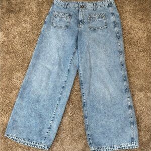 Wide-Leg Light Blue Denim Jeans